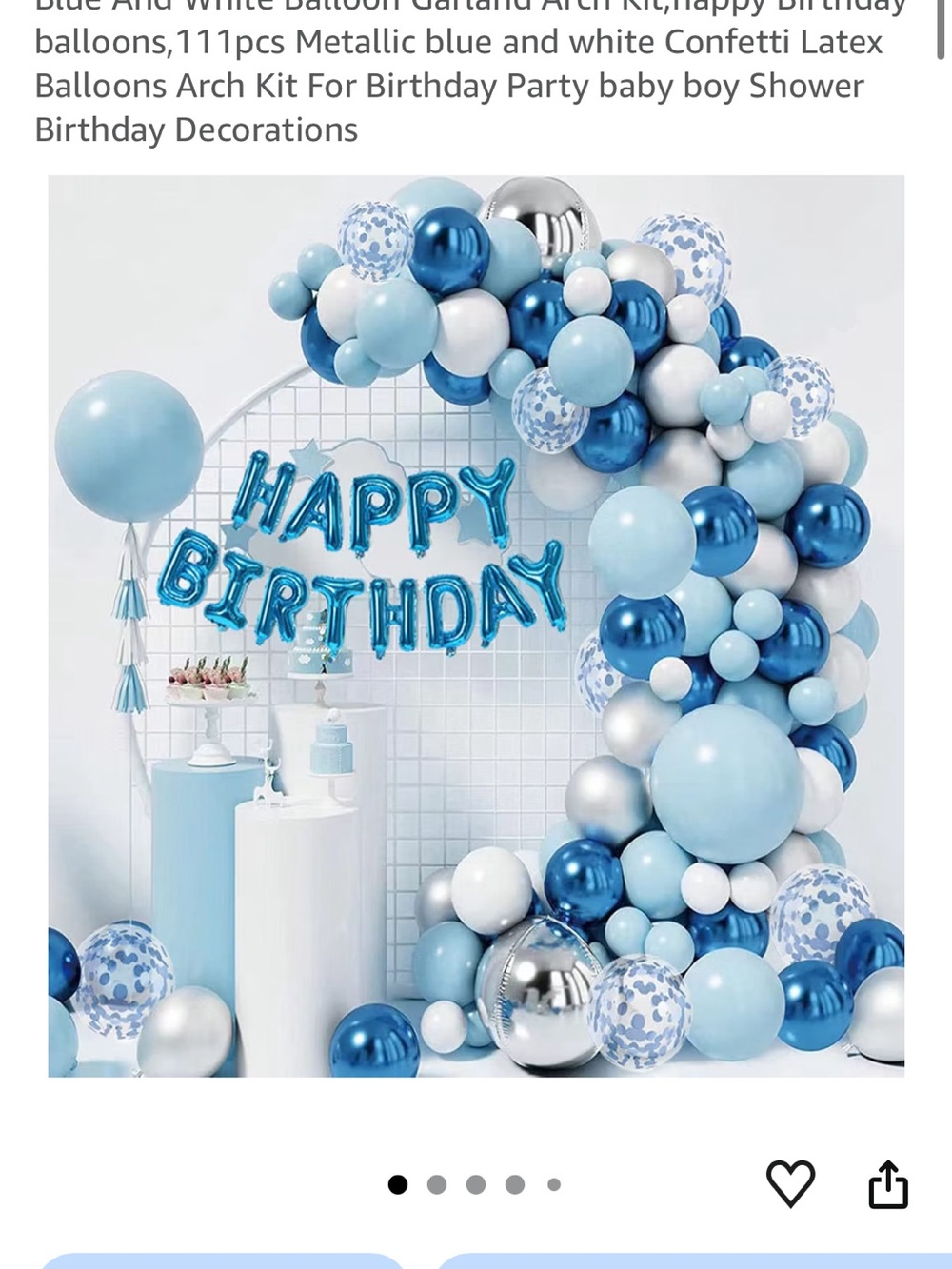 Blue and White Balloon Garland Arch Kit - Happy Birthday Party Decor